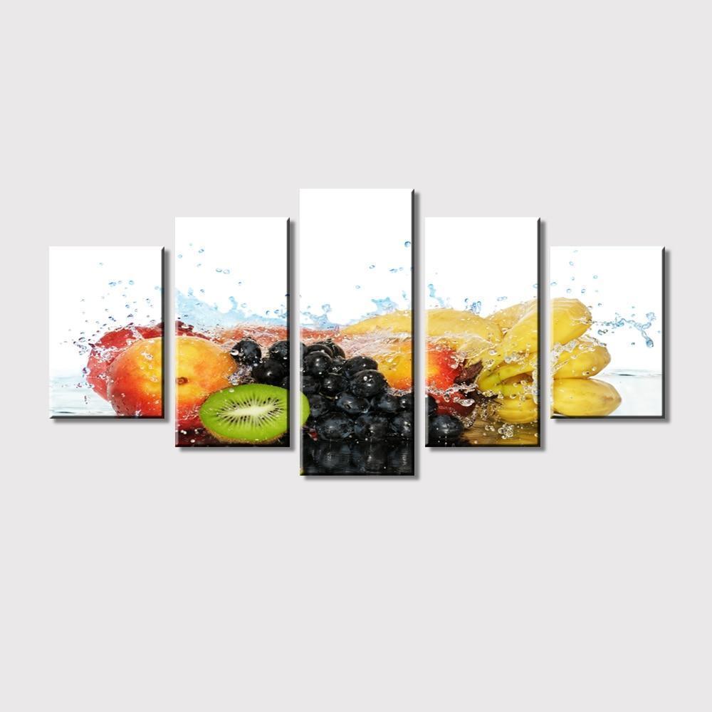 Collection Of Fruits and Vegetables Kitchen Canvas Wall Art