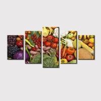 Collection Of Fruits and Vegetables Kitchen Canvas Wall Art
