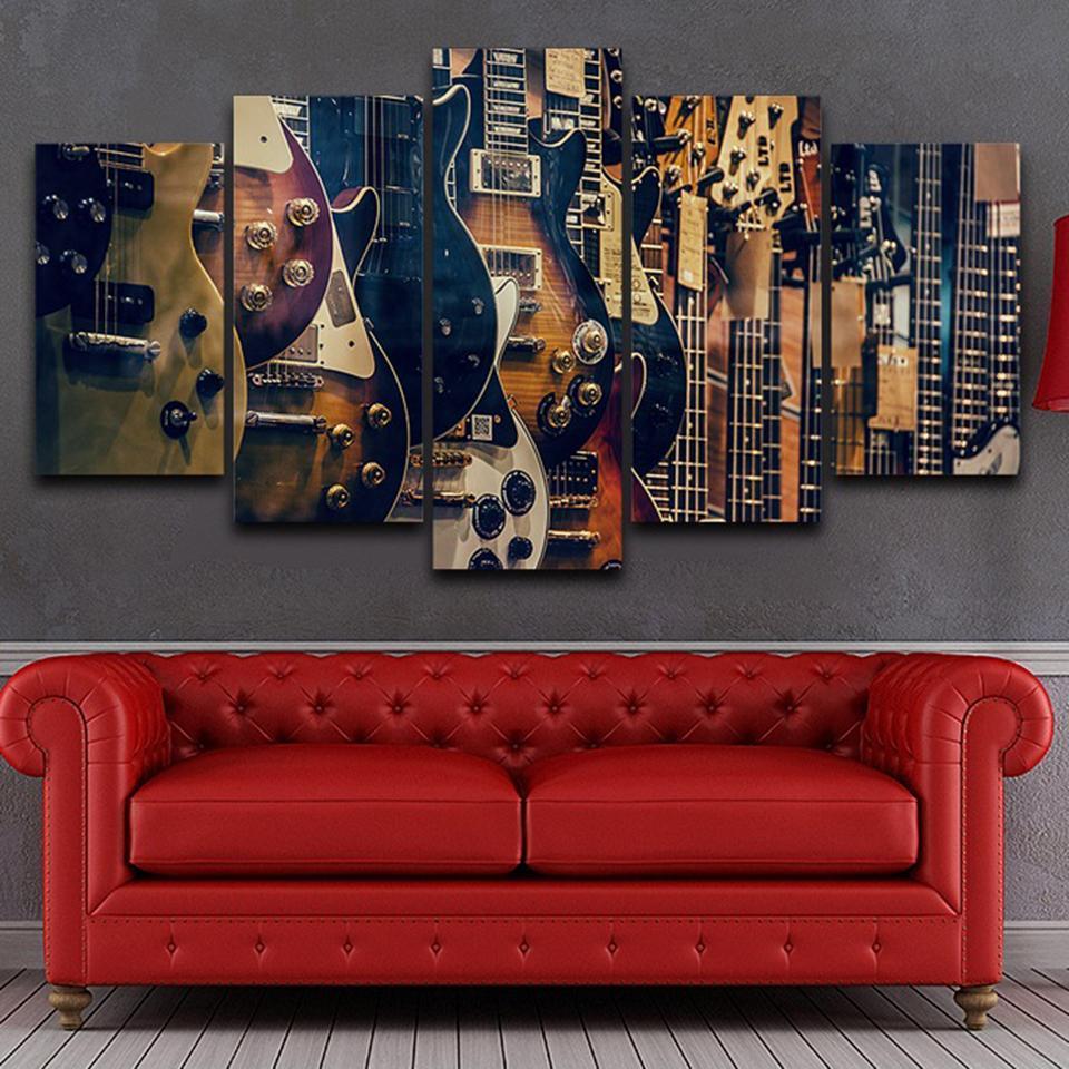 Collection Of Guitars Music Canvas Wall Art