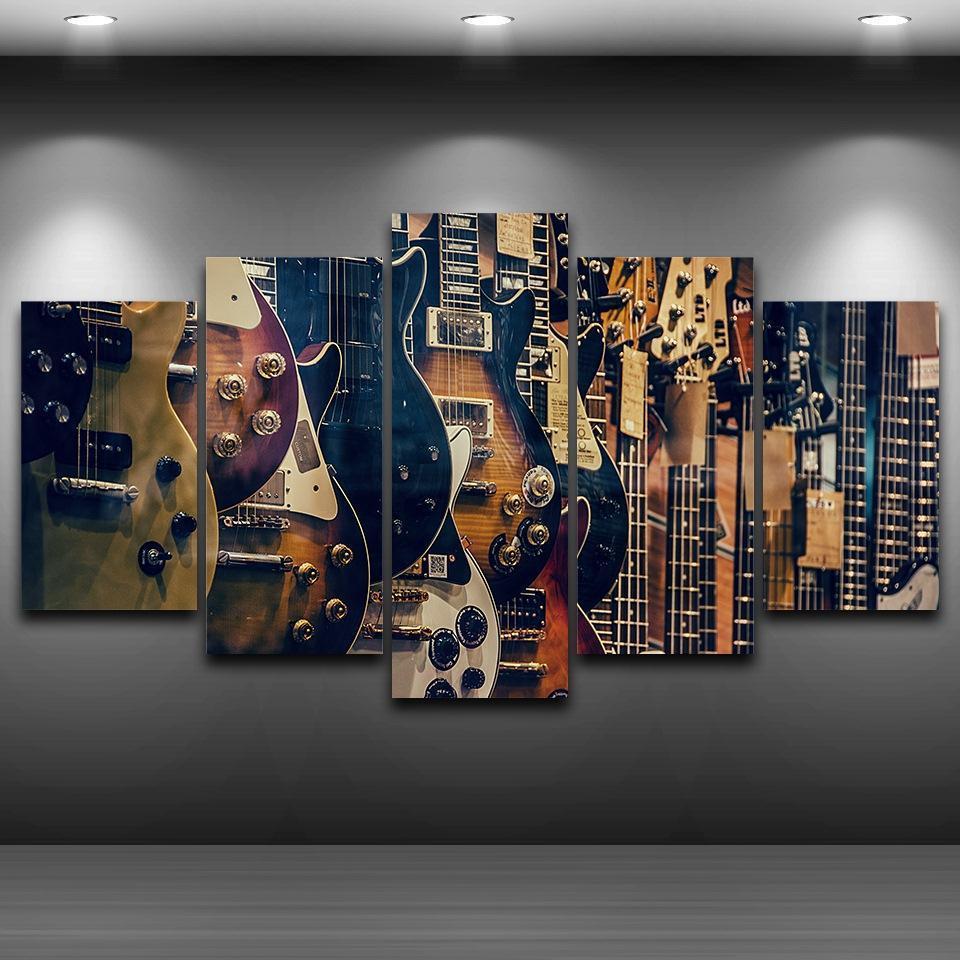 Collection Of Guitars Music Canvas Wall Art