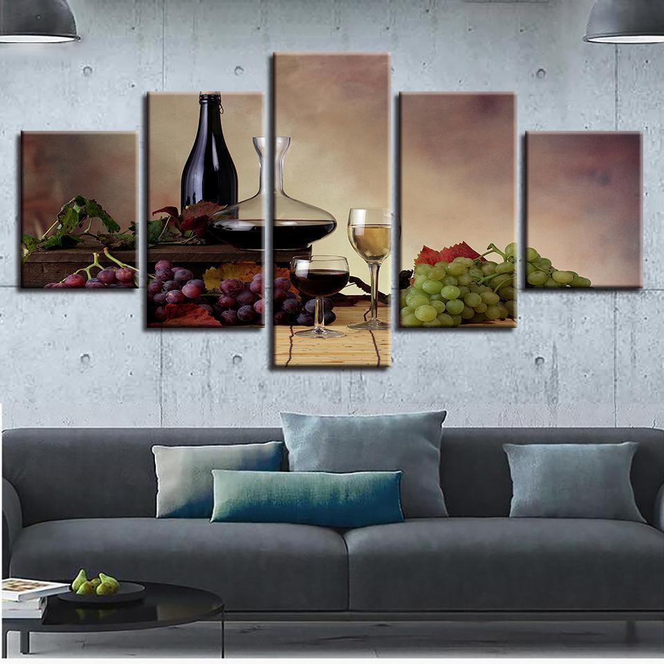 Collection Of Wine And Beer Nature Canvas Wall Art