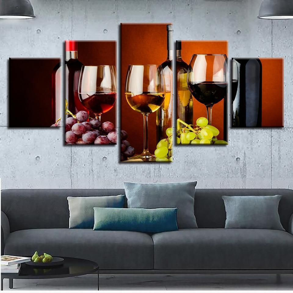 Collection Of Wine And Beer Nature Canvas Wall Art
