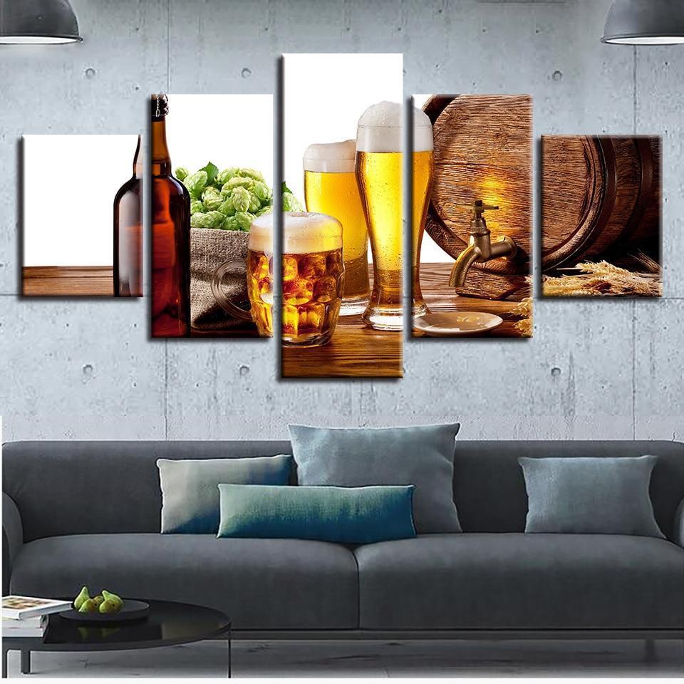 Collection Of Wine And Beer Nature Canvas Wall Art