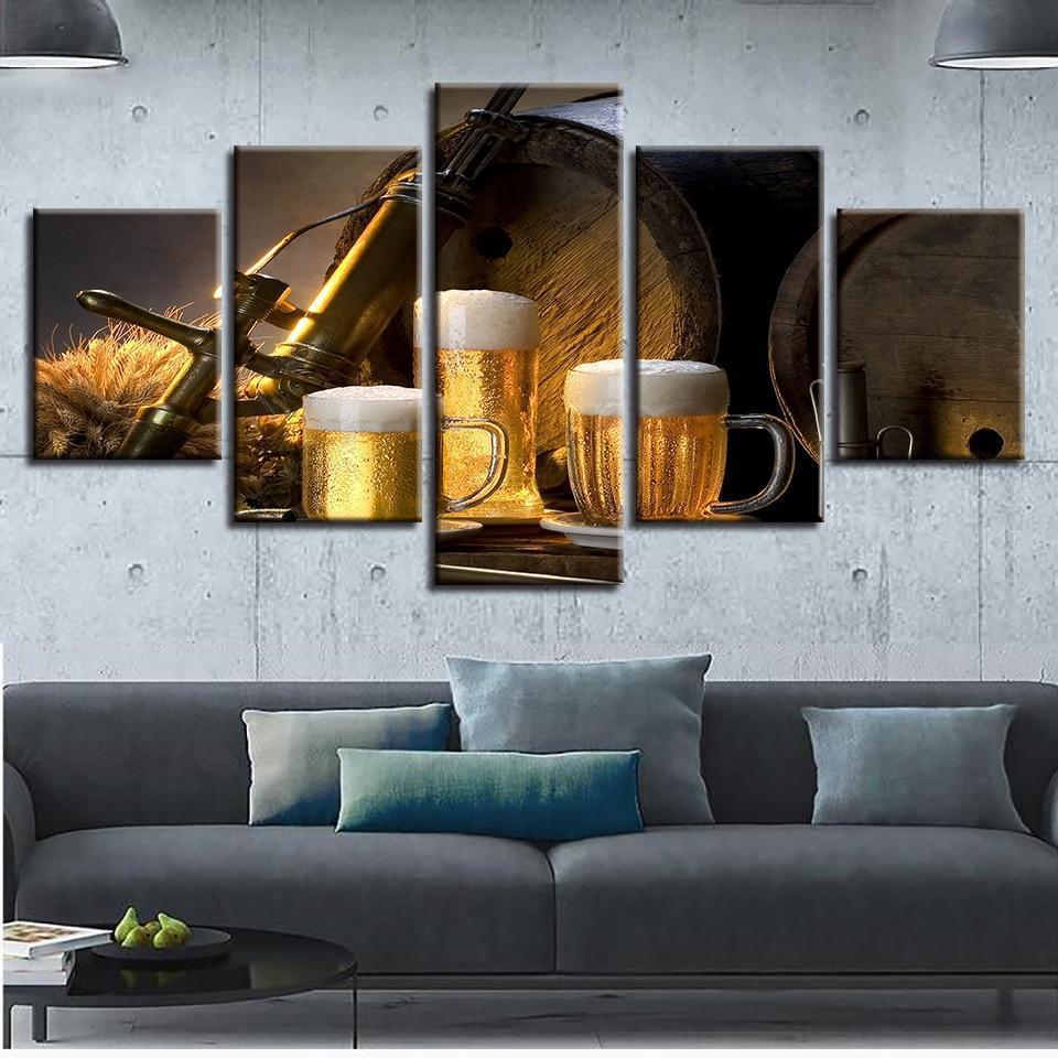 Collection Of Wine And Beer Nature Canvas Wall Art