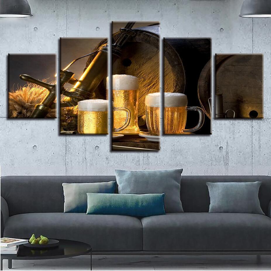 Collection Of Wine And Beer Nature Canvas Wall Art