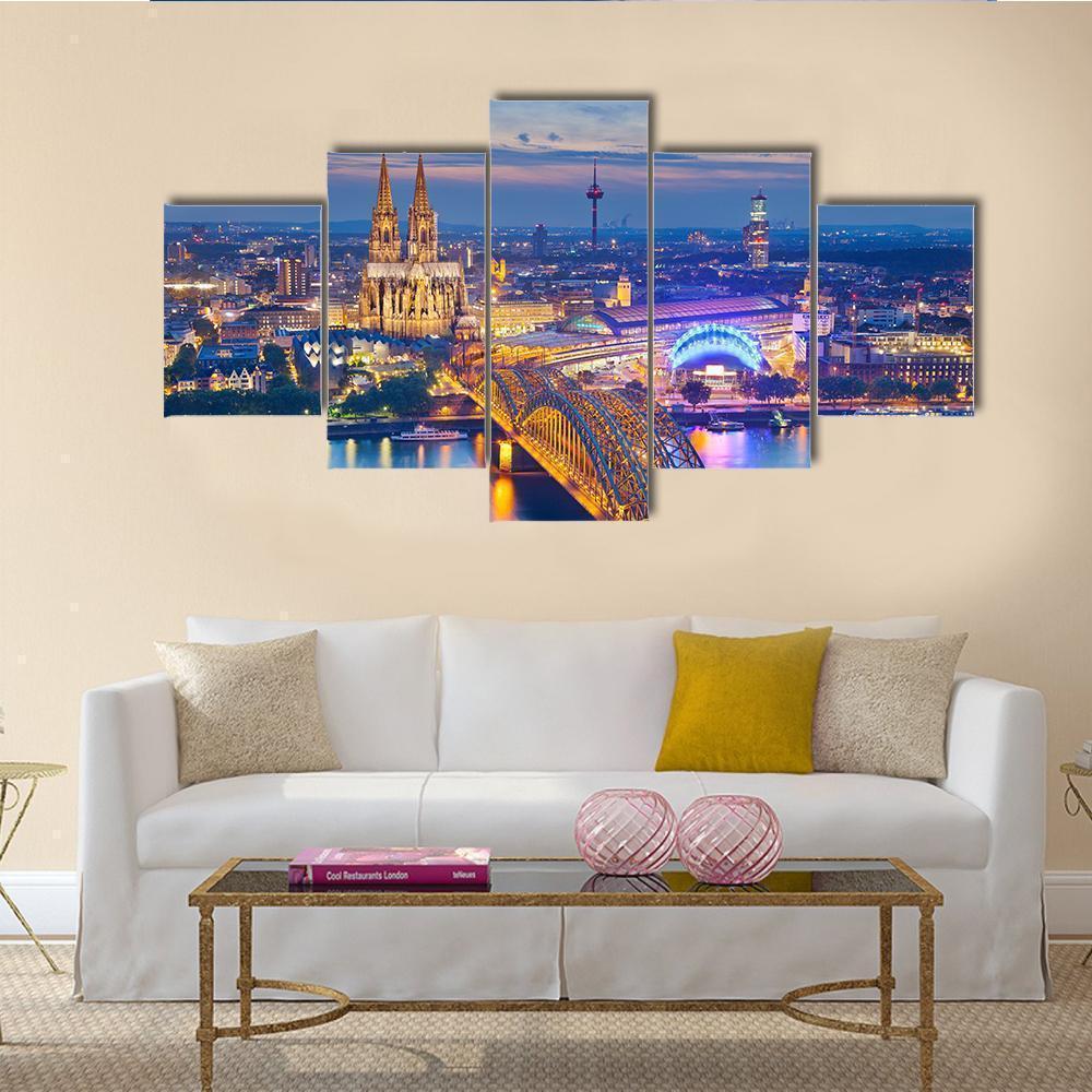 Cologne City With Cologne Cathedral Nature Canvas Wall Art