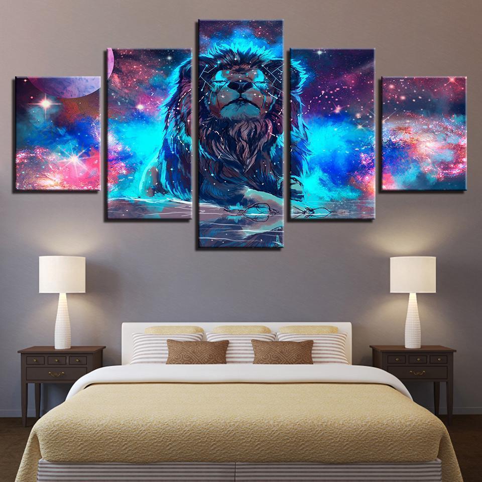 Color Abstract Nebula Lion Constellation Animal Canvas Wall Art