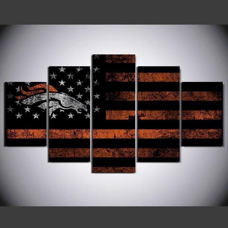 Colorado Broncos Flag  Football Canvas Wall Art