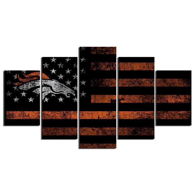 Colorado Broncos Flag  Football Canvas Wall Art