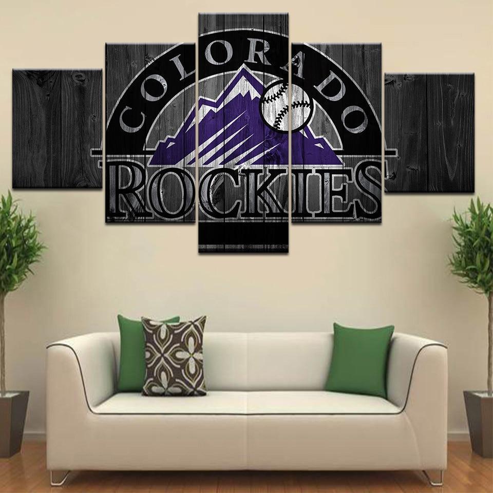 Colorado Rockies Logo  Baseball Canvas Wall Art