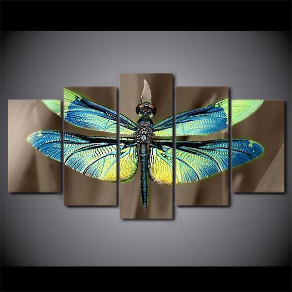 Colored Dragonfly Wings Animal Canvas Wall Art