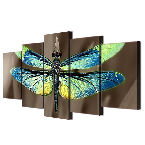 Colored Dragonfly Wings Animal Canvas Wall Art