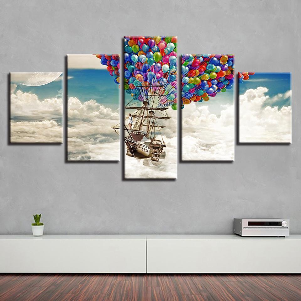 Colorful Balloons Airship Landscape Nature Canvas Wall Art