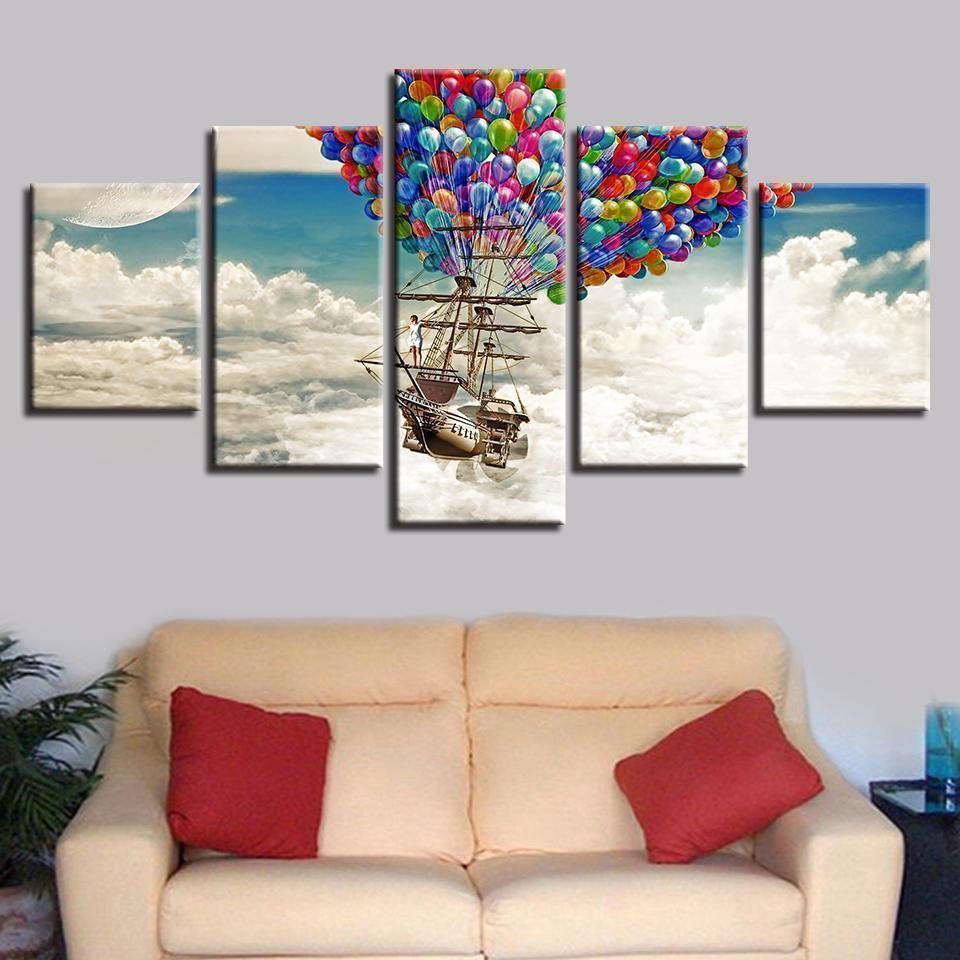 Colorful Balloons Airship Landscape Nature Canvas Wall Art