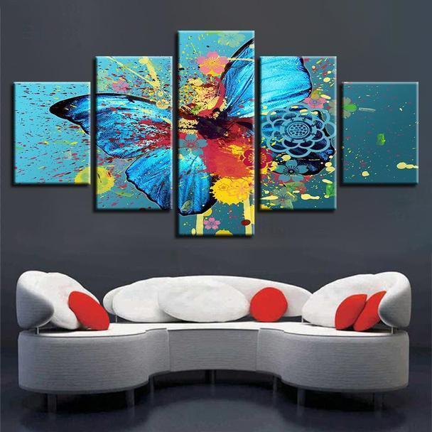 Colorful Butterfly Abstract Animal Canvas Wall Art