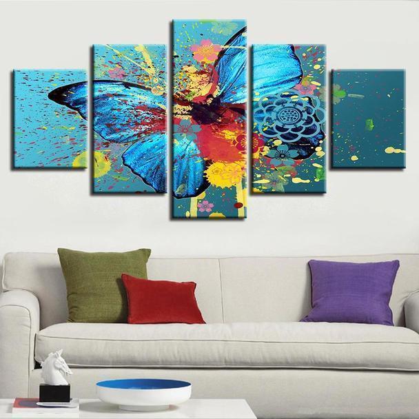 Colorful Butterfly Abstract Animal Canvas Wall Art