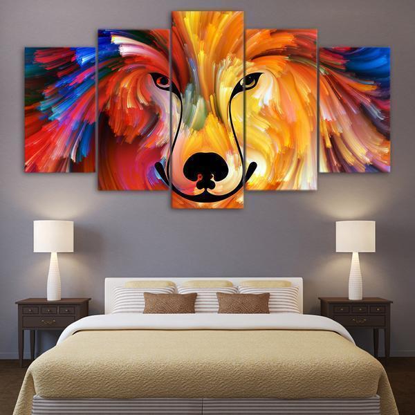 Colorful Dog Abstract Animal Canvas Wall Art