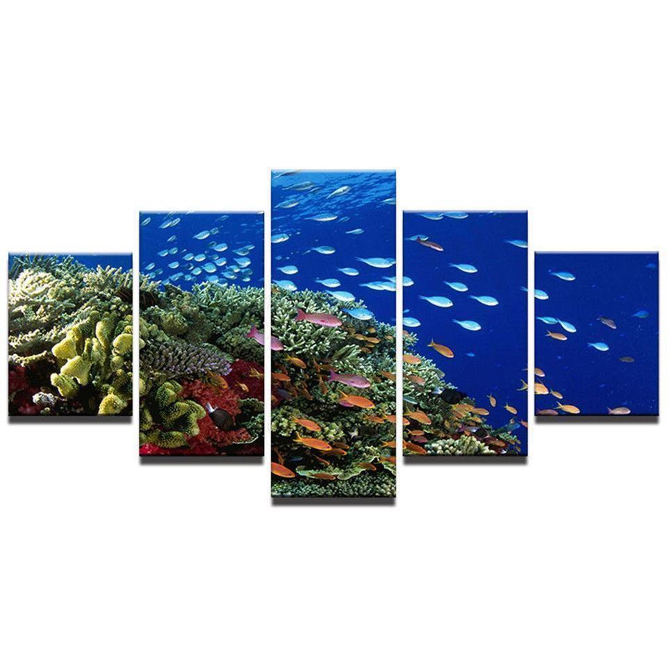 Colorful Fishes Group Animal Canvas Wall Art
