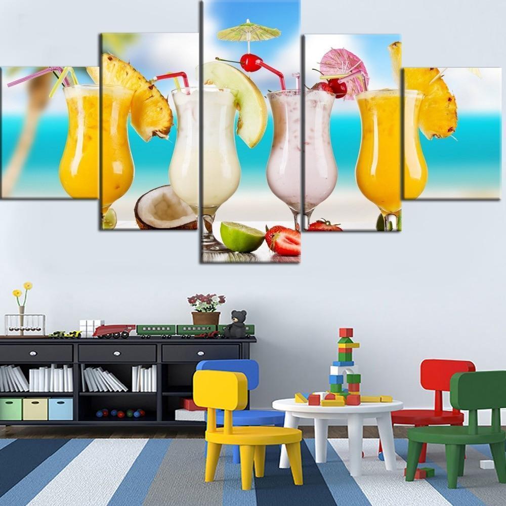 Colorful Fruit Juice Kitchen Canvas Wall Art