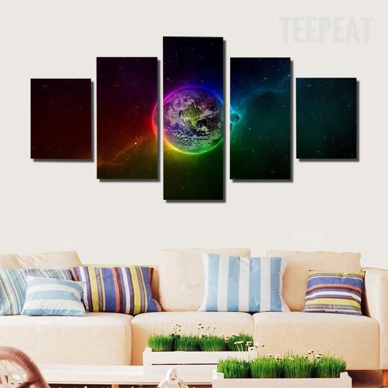 Colorful Outer Space Abstract Canvas Wall Art