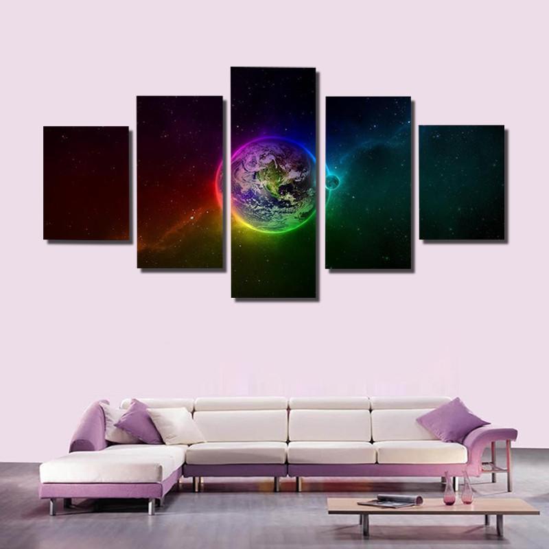 Colorful Outer Space Abstract Canvas Wall Art