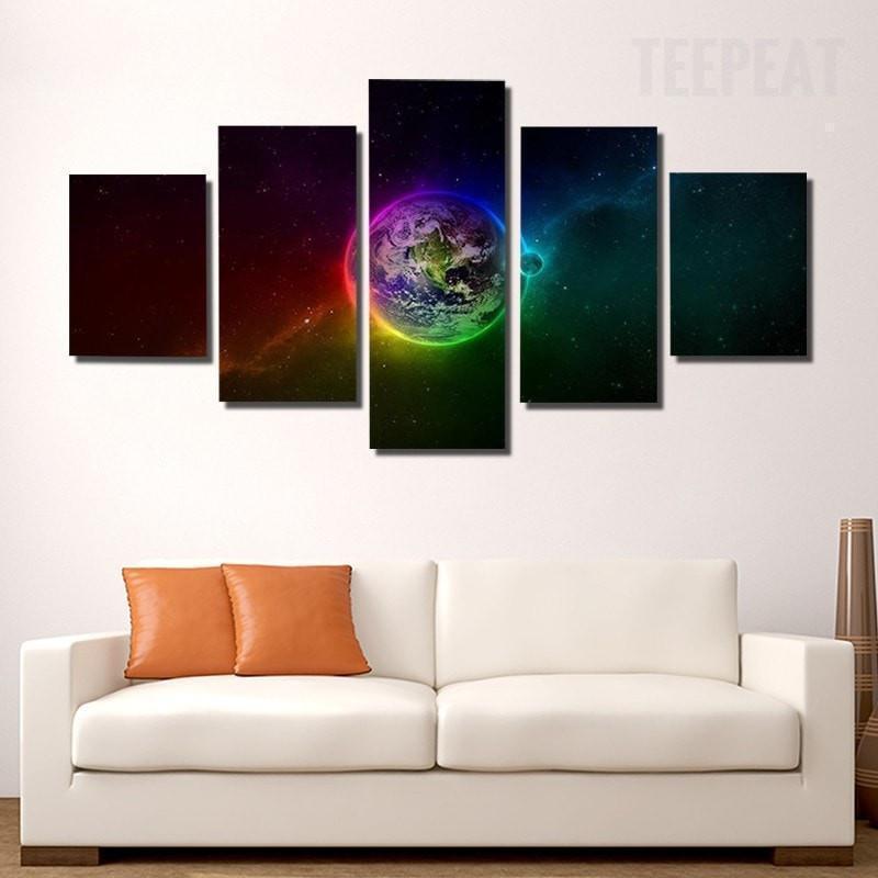 Colorful Outer Space Abstract Canvas Wall Art