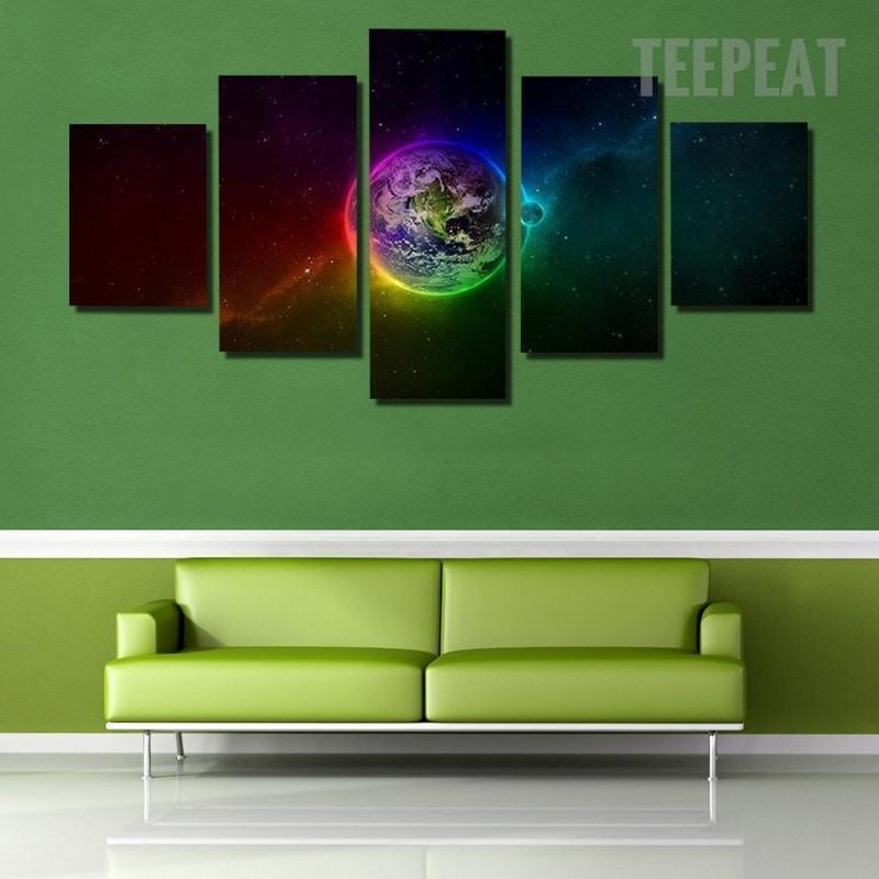 Colorful Outer Space Abstract Canvas Wall Art