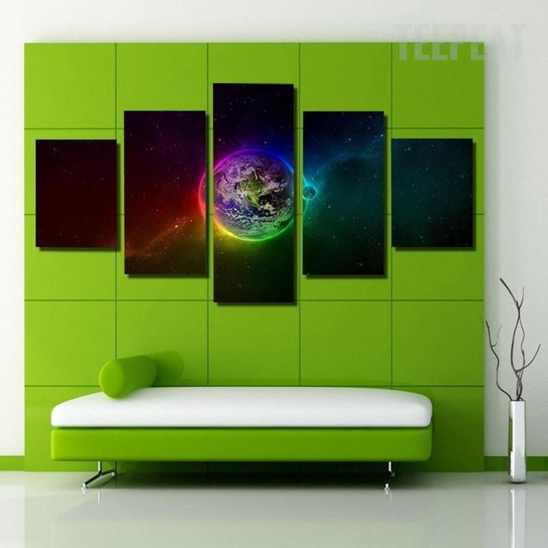 Colorful Outer Space Abstract Canvas Wall Art