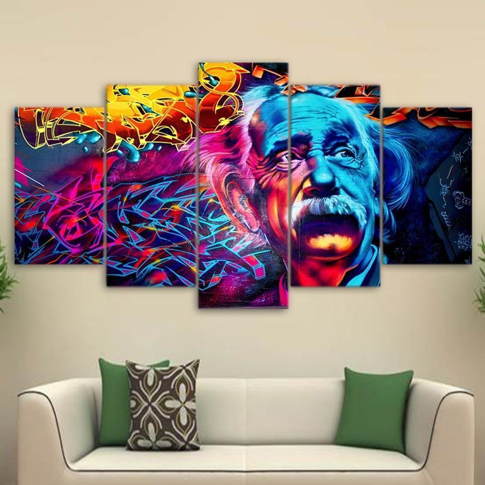 Colorful Painting Of Einstein Abtract Celebrity Canvas Wall Art