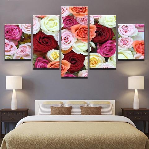 Colorful Roses Nature Canvas Wall Art