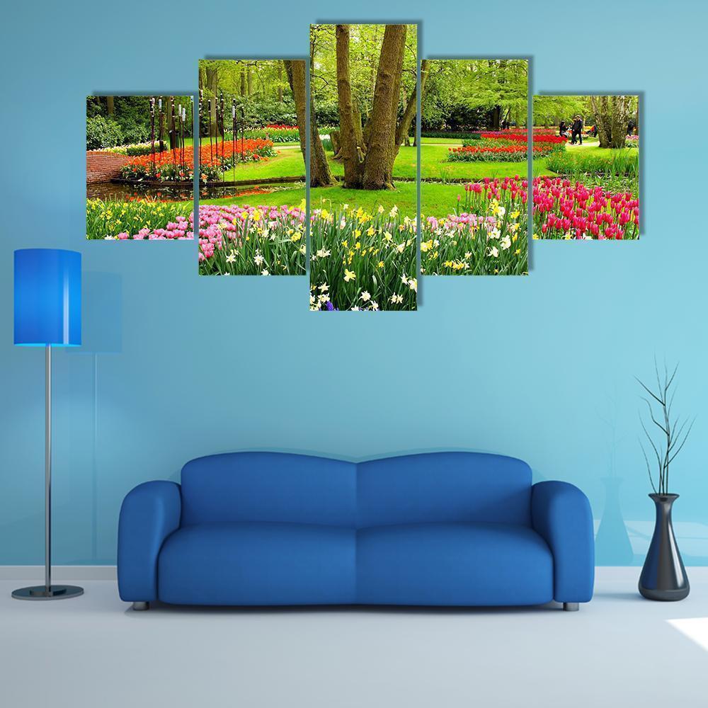 Colorful Spring Tulips And Flowers At Keukenhof Gardens Nature Canvas Wall Art