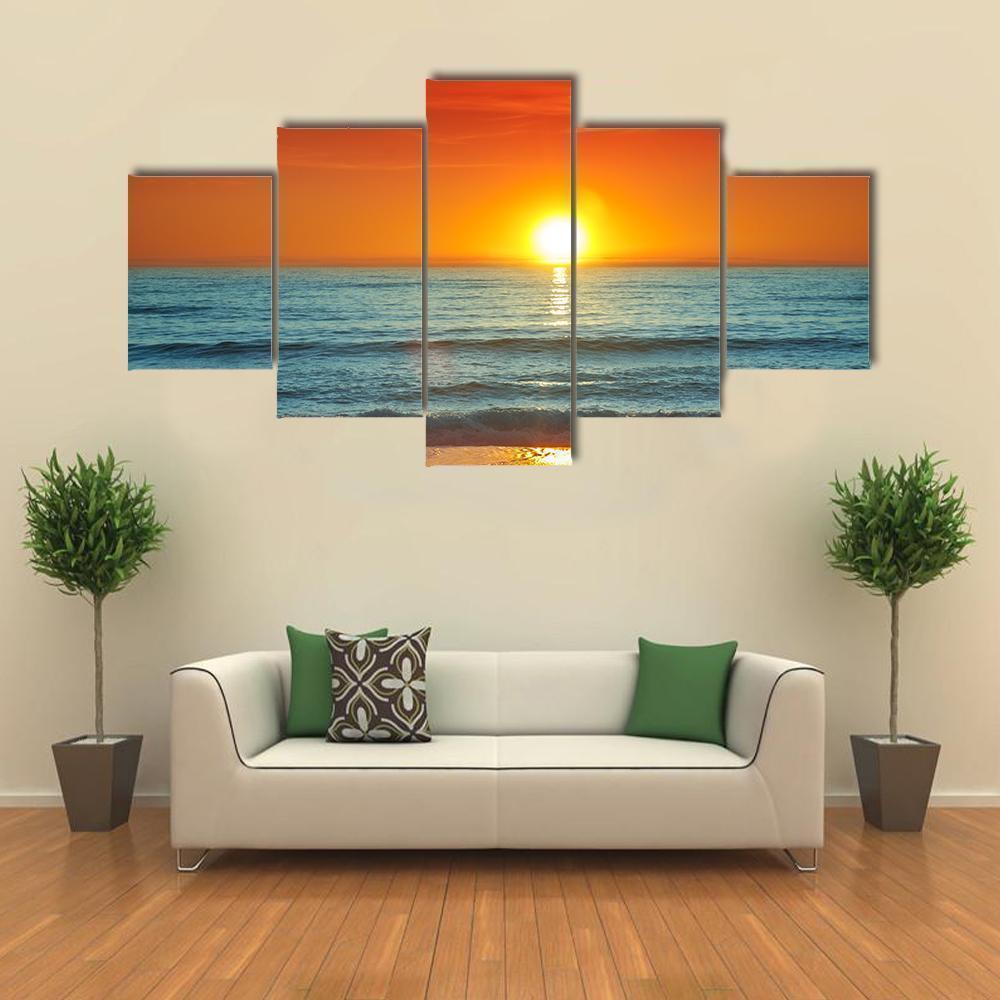Colorful Sunset Over The Sea -spain, Almeria Nature Canvas Wall Art
