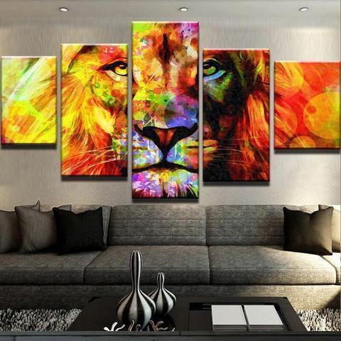 Colorn Lion Abstract Animal Canvas Wall Art