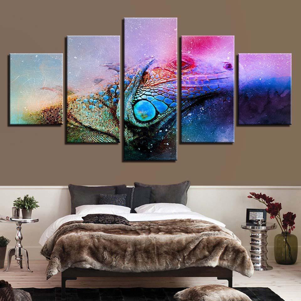 Colour Abstract Lizard Chameleon Abstract Animal Canvas Wall Art