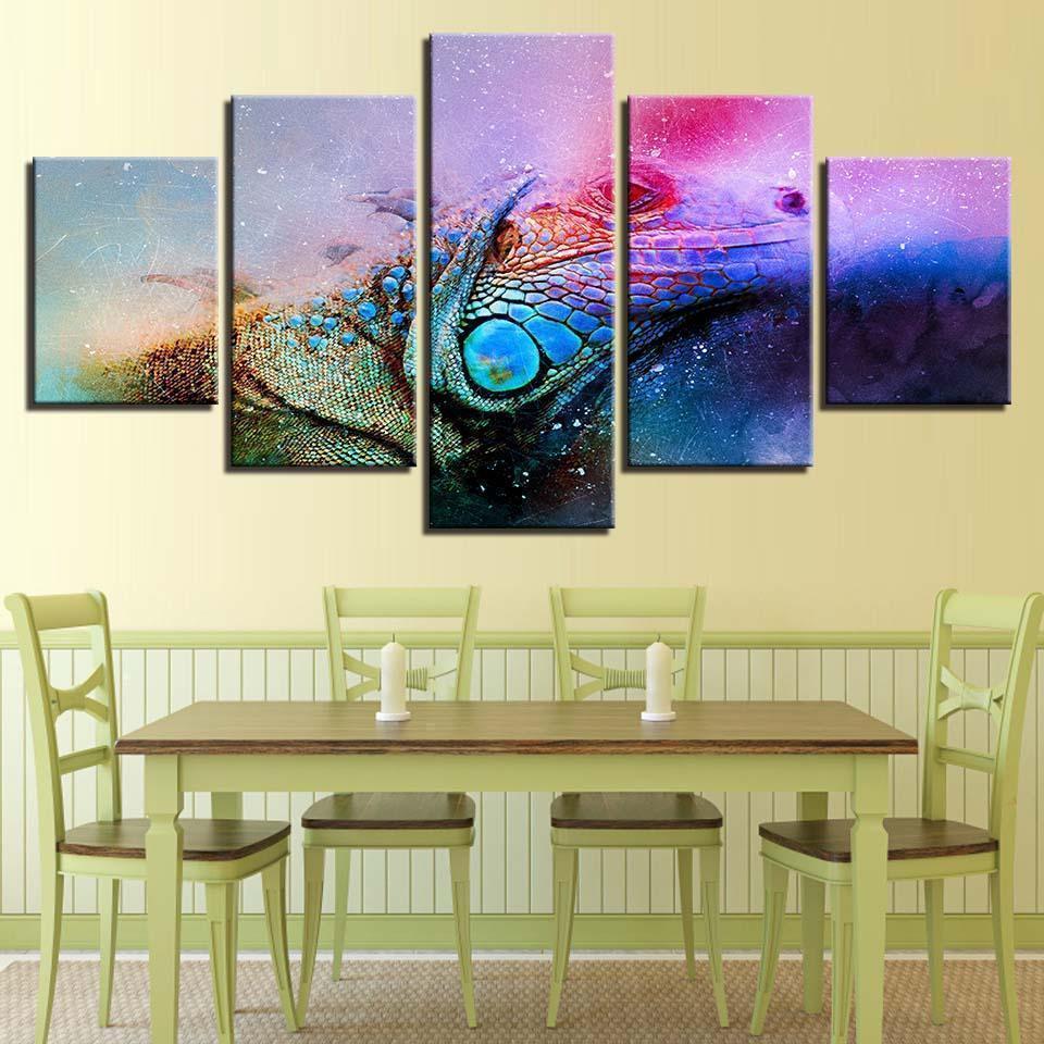 Colour Abstract Lizard Chameleon Abstract Animal Canvas Wall Art