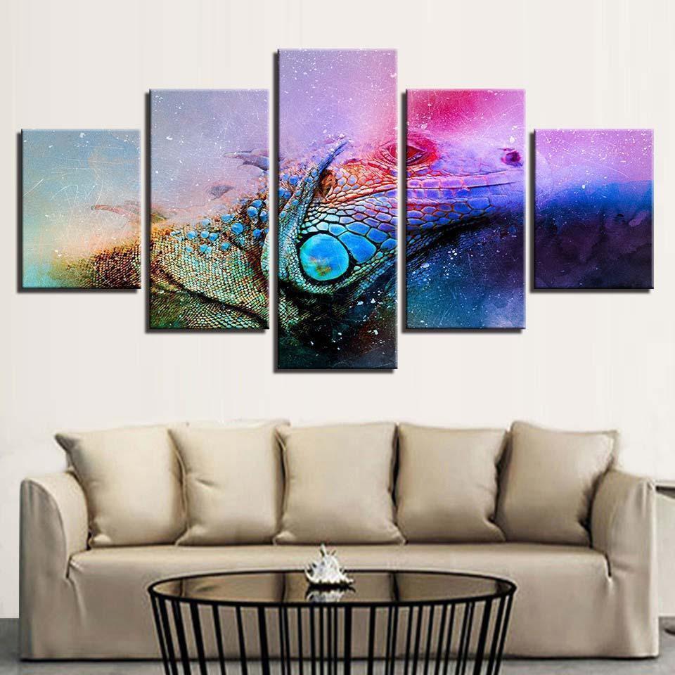 Colour Abstract Lizard Chameleon Abstract Animal Canvas Wall Art