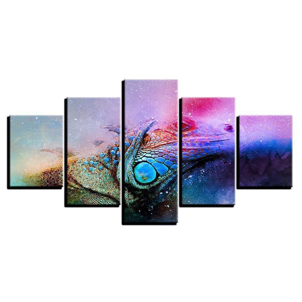 Colour Abstract Lizard Chameleon Abstract Animal Canvas Wall Art