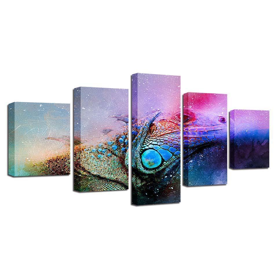 Colour Abstract Lizard Chameleon Abstract Animal Canvas Wall Art