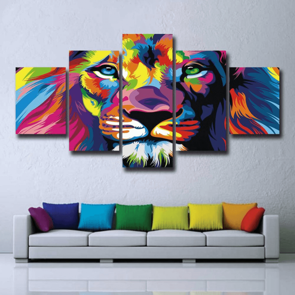 Colourful Abstract Lion King 2 Abstract Animal Canvas Wall Art