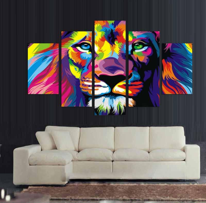 Colourful Abstract Lion King 2 Abstract Animal Canvas Wall Art