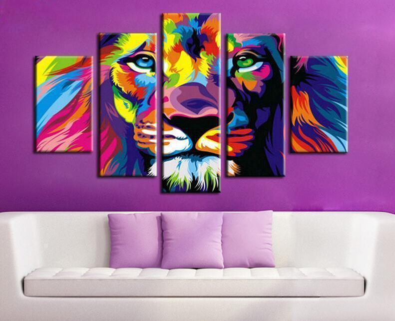Colourful Abstract Lion King 2 Abstract Animal Canvas Wall Art