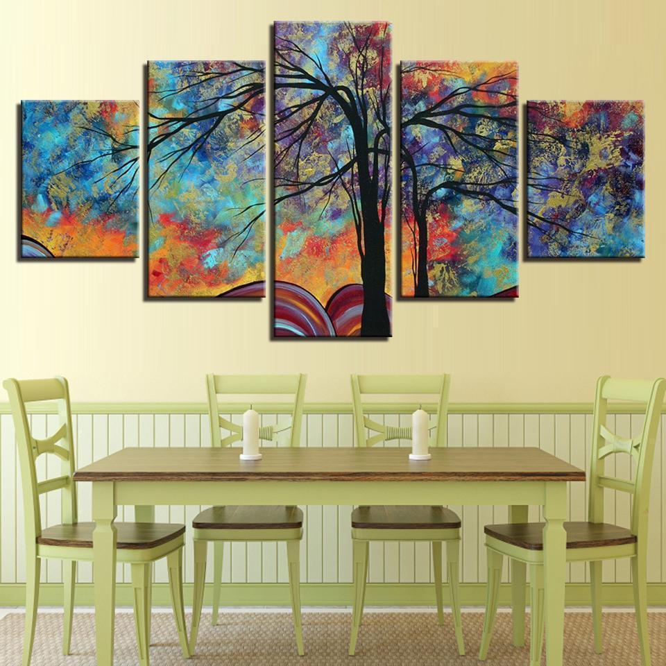 Colourful Trees Cartoon Abstract Canvas Wall Art