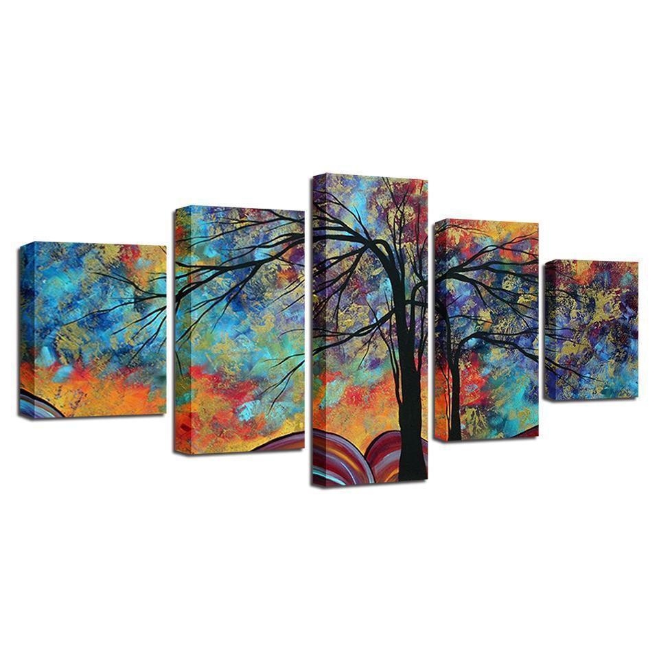 Colourful Trees Cartoon Abstract Canvas Wall Art