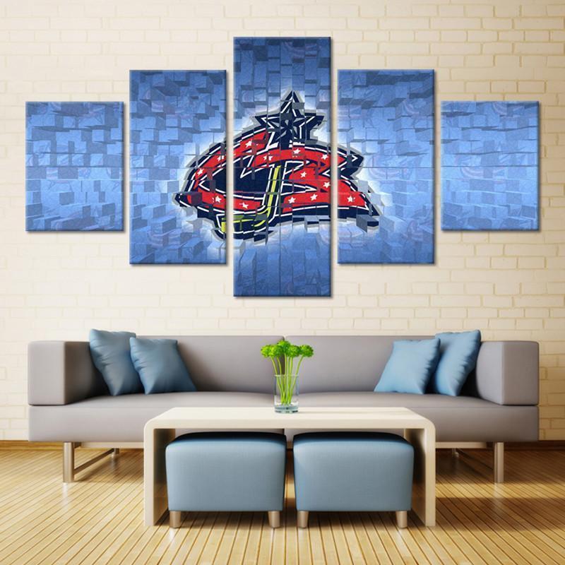Columbus Blue Jackets Logo 4   Ice Hockey Canvas Wall Art