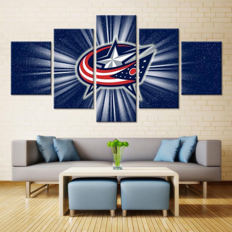 Columbus Blue Jackets Logo   Ice Hockey Canvas Wall Art
