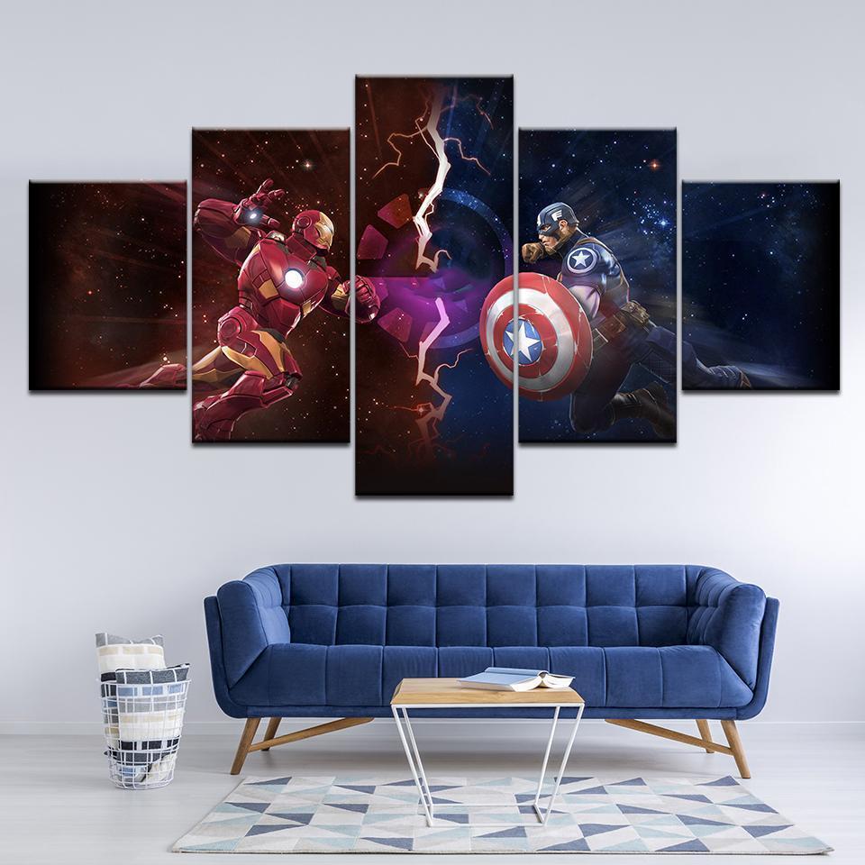 Comics Captain America Vs Iron Man Marvel Canvas Wall Art