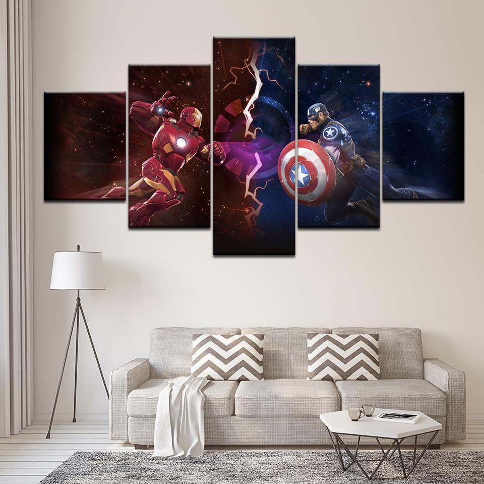 Comics Captain America Vs Iron Man Marvel Canvas Wall Art