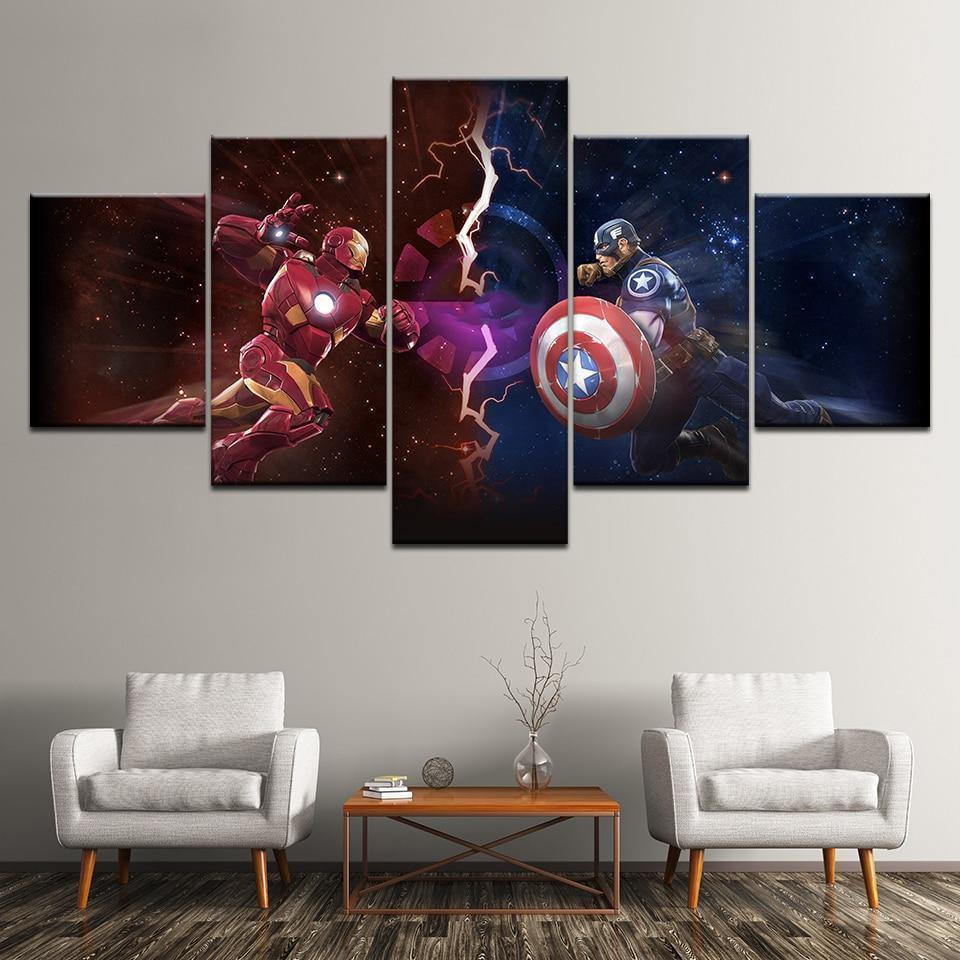 Comics Captain America Vs Iron Man Marvel Canvas Wall Art