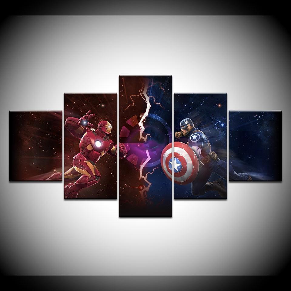 Comics Captain America Vs Iron Man Marvel Canvas Wall Art