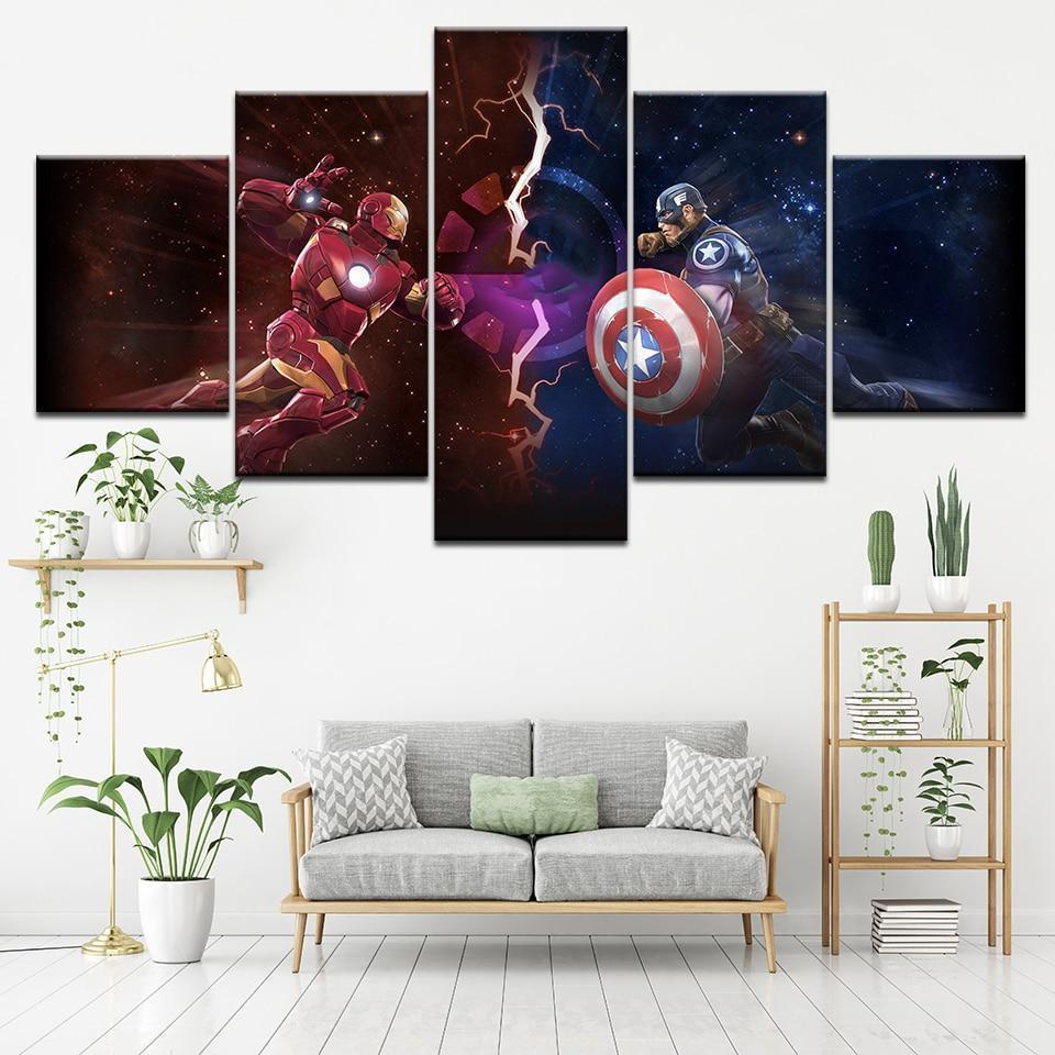 Comics Captain America Vs Iron Man Marvel Canvas Wall Art